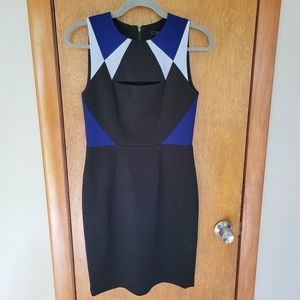 NWOT BCBG Max Azria Karin Blue/Black Sleeveless Shift Dress